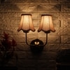 Devansh Dual Gold Metal  Wallmounted Lamp With Beige Jute  Shade