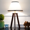 Griffith hand crafted Solid wood walnut finish Tripod Table Lamp White & Black Cotton Shade