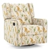 Irene One Seater Rocker Swivel Recliner in Mustard Floral Velvet Colour