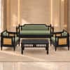 Rattan Solid wood Three Seater sofa in Black FinishSage Green