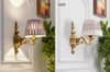 Soho Brass Single Shade Wall Light with Natural Linen Shade