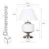 RAMZI Chrome Finish Metal And Frosted White Glass Table Lamp With White Cotton Shade