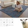 Modern Geometric Wool Silk Area Rug Charcoal Blue 5 x 8 Feet Handmade Carpet