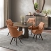 Aero Solid Wood 4 Seater Dining Table With 4 Wella Dining Chairs (Finish : Danish Walnut, Chair Colour : Terracotta)