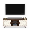 BLUEWUD Wilbrome Mini Engineering Wood Floor Standing TV Entertainment Unit Set Top Box Stand/TV Panel Cabinet with Shelves for Books & Decor Display Unit, Upto 55 Inches (Brown Maple & White)