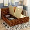 Moglis Solid Wood King Size Bed With Box Storage Bed In Honey Oak Finish