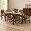 Globally Indian Vedika Solid Sheesham Wood 6 Seater Dining Table Set 6 Chairs Grey