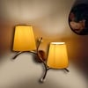 Devansh Metal Electric Wall Light in Gold Colour with Yellow Shade Count of 2 Lights