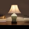 Devansh Off-White Cotton Shade Lamp With Wood & Mosaic Glass Base For Decoration/Office/Home/Gifting/Study For Decoration/Office/Home/Gifting/Study