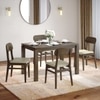 Atlas Solid Wood 4 Seater Dining Table With 4 Lunar Dining Chairs (Finish : Danish Walnut, Chair Colour : Ancient Ivory Cream)