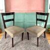 Newport wood Set of 2 Dining Chairs in Beige Mossy Fabric Cushioning with DARK WALNUT FINISH