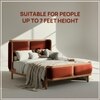 Valerio Duo-Panel Luxe Queen Size Bed in Velvet Rust colour with Oak wood Frame