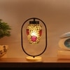 Devansh Multicolor Glass Wooden & Iron  Table Lamp -17 Inch Height  -R