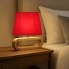 Devansh Red Cotton Table Lamp With  Wood Natural Base -4