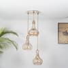 Optica 3 Light Amber Glass Round Hanging Pendant Light