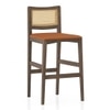 Weber Solid Wood and Cane Bar Chair (Danish Walnut Finish, Nappa Tan Leatherette Colour)
