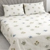 Cruz White Floral 400 TC Cotton Flat Double Queen Size Bedsheet with 2 Pillow Covers – Threads