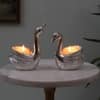 Swan Tealight Holder Set In Silver Colour