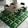 Presto Green Geometric Hand Tufted Wool Carpet 8X10 Feet