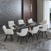 Aeris Ceramic 6 To 8 Seater Extendable Dining Table With 6  Bren Dining Chairs (Finish : Black Jade, Chair Colour : Ivory)
