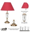 Ashurst Black & Antique Brass Finish Metal And Clear Crystal Glass Table Lamp With Maroon Cotton Shade