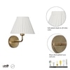Sadie Shine Brass Metal Finish Wall Light With Pleated Shade