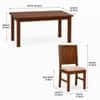 Globally Indian Aurelie Solid Sheesham Wood 6 Seater Dining Table Set 6 Chairs Beige