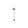 Lisandro Pink Natural Fiber Floor Lamp with Black Iron Base