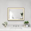 Modern Rectangular LED Mirror with Gold Stainless Steel Frame