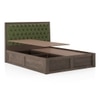 Avon Solid Wood Storage Bed King Size in Danish Walnut Finish with Moss Green Colour