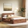 Kuba Solid Wood King Size Bed With Box Storage (Teak Finish)