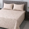 Nate Cream Floral 400 TC Cotton Flat Queen Size Bedsheet with 2 Pillow Covers – Threads