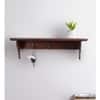 Wooden Wall Shelf with 3 Key Hooks in Brown Colour