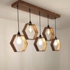 Hexagram 5 Series Brown Solid Wood Cluster Hanging Light