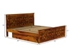 Moglis Solid Wood King  Size Bed With Drawer Storage Bed In Honey Oak Finish