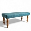 Cairo Sheesham Wood Accent Bench (Blue Jacquard Work Fabric Teak Finish)