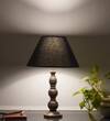 Saki Honey Finish Wood Table Lamp with Cotton Shade