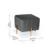 Doe Buck Adirondack Channel Tufted Velvet Ottoman Stool in Grey Colour with Gold Legs