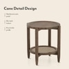 Tora Solid Wood and Cane Side Table in Danish Walnut Finish