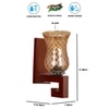 Devansh Solid Wood Electric Wall Light in Brown Colour with Lavender Shade Count of 1 Light