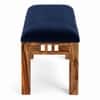 Milford Sheesham Wood Accent 3 Seater Dining Bench in Navy Blue Mosha Velvet
