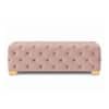 Doe Buck Velvet Tufted Bench in Pink Colour with Gold Base