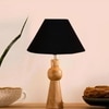 Devansh Black Cotton Table Lamp With Wood Natural Base (10X18 Inches)-28
