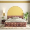 Brilliant Solid Wood Queen  Size Bed With Box Storage (Teak Finish)