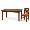Globally Indian Anvaya Solid Sheesham Wood 6 Seater Dining Table Set 6 Chairs Terracotta Orange