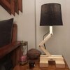 Flex Beige Wooden Table Lamp with Black Fabric Lampshade