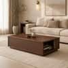 Selwyn Sheesham Wood Linear Slat Coffee Table in Walnut Finish