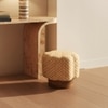 Taal Solid Wood Pouf Set of Two in Beige Colour