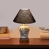 Devansh Conical Blue Jute Shade Lamp With Wood & Mosaic Glass Base For Decoration/Office/Home/Gifting/Study For Decoration/Office/Home/Gifting/Study -(10X10X14.5) Inches -A