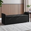 Sibol Leatherette  2 Seater Ottoman Bench with Storage  in Black Color